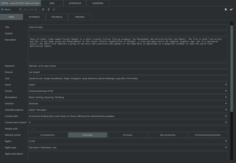 Detail of a metadata editor panel in the Firefly application